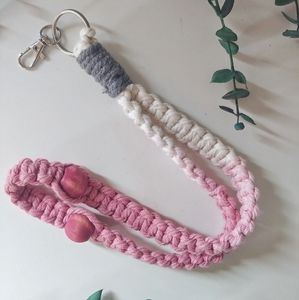 Pink Ombré Lanyard - Macrame Key Chain